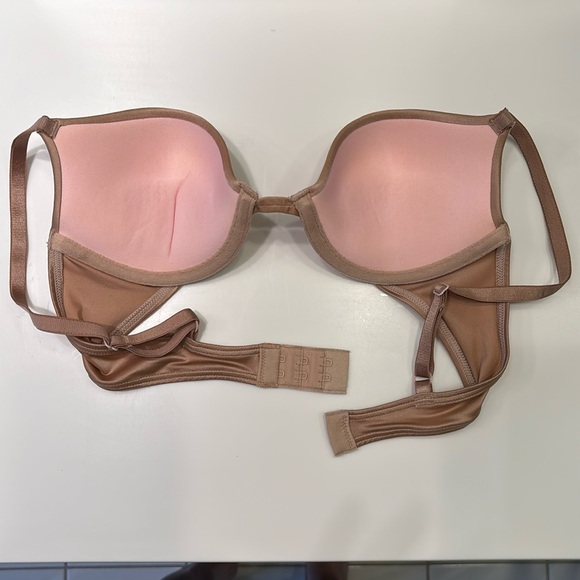 Padded Smooth Push Up Underwire Bra adjustable straps back hook 34B Beige Color - Picture 4 of 8